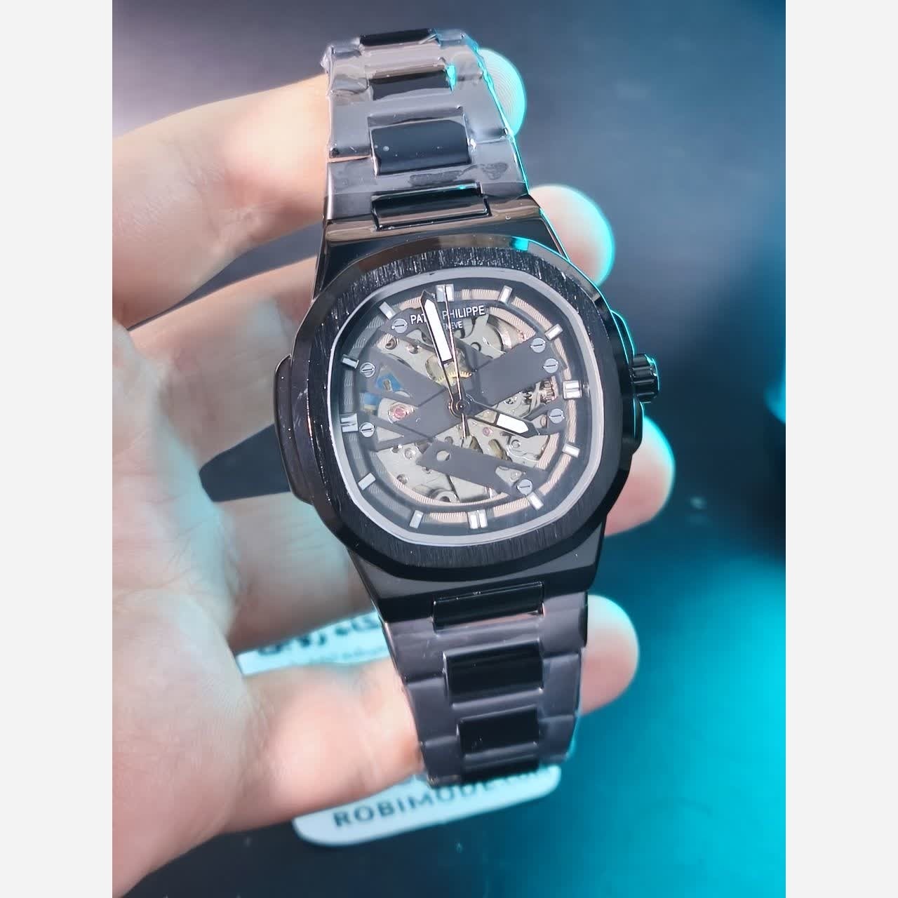ساعت مچی اتوماتیک مردانه پتک فیلیپ PATEK PHILPPE مشکی مربع قفل مخفی