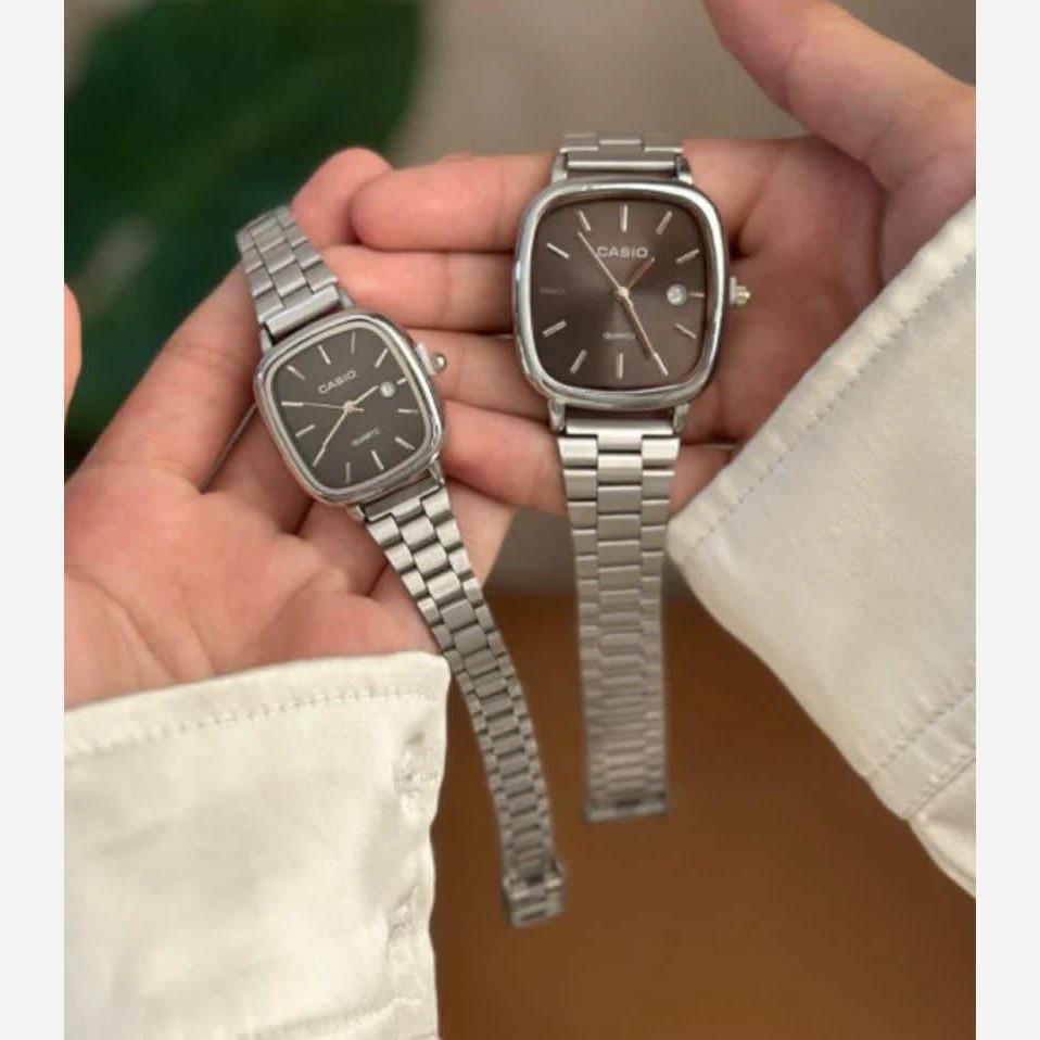 ست ساعت مچی زنانه و مردانه کاسیو اولدمانی CASIO صفحه مشکی ژاپنی