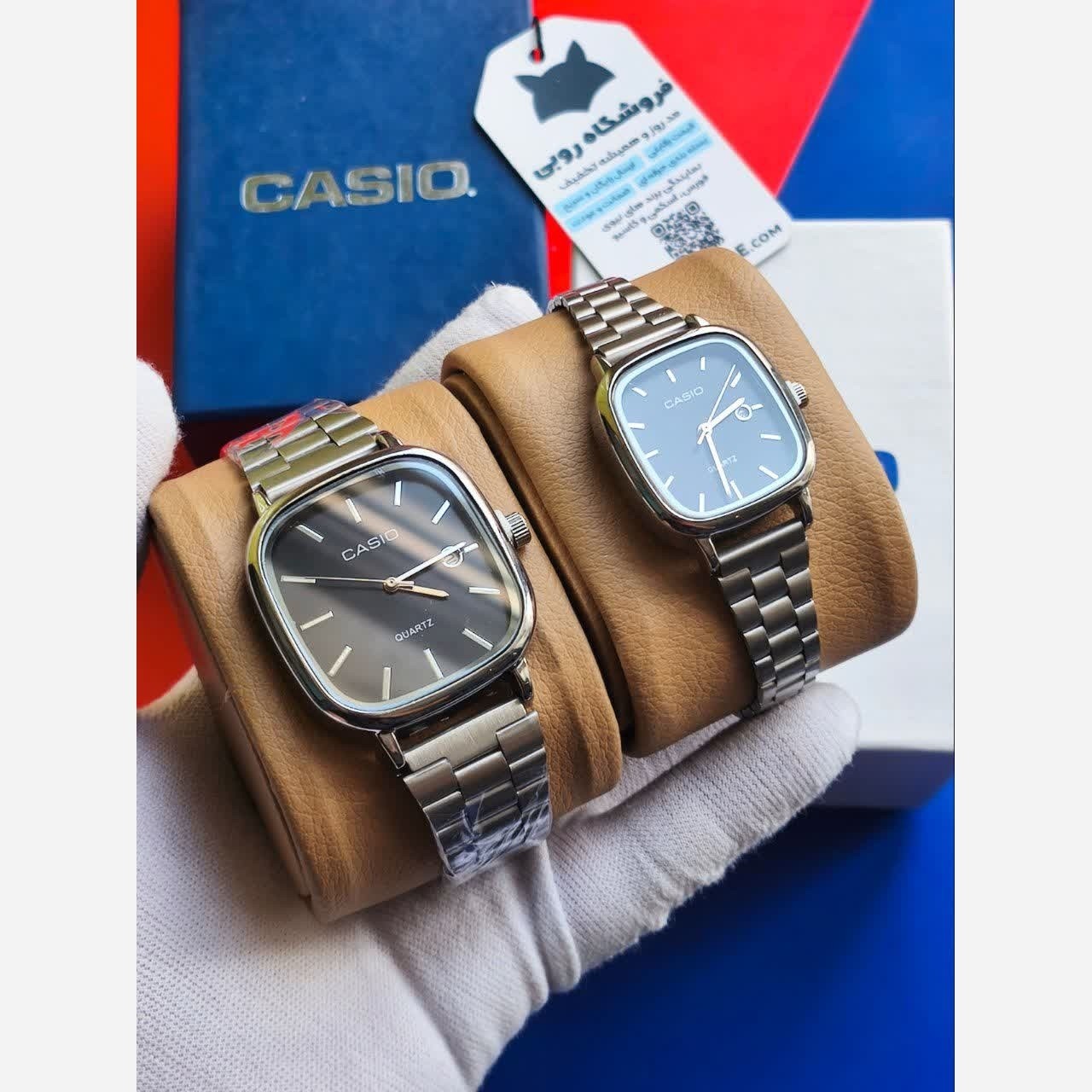 ست ساعت مچی زنانه و مردانه کاسیو اولدمانی CASIO صفحه مشکی ژاپنی
