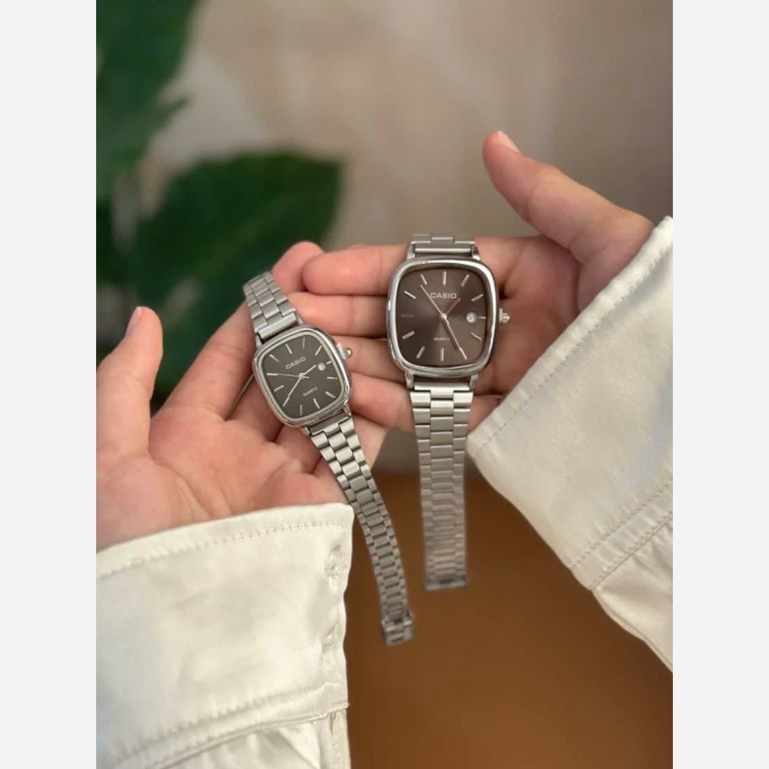 ست ساعت مچی زنانه و مردانه کاسیو اولدمانی CASIO صفحه مشکی ژاپنی