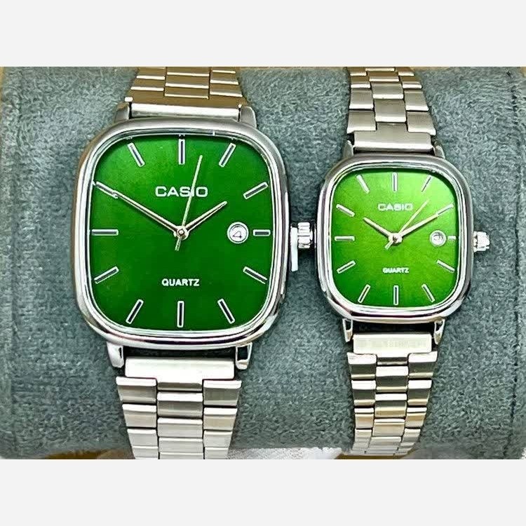 ست ساعت مچی زنانه و مردانه کاسیو اولدمانی CASIO صفحه سبز ژاپنی
