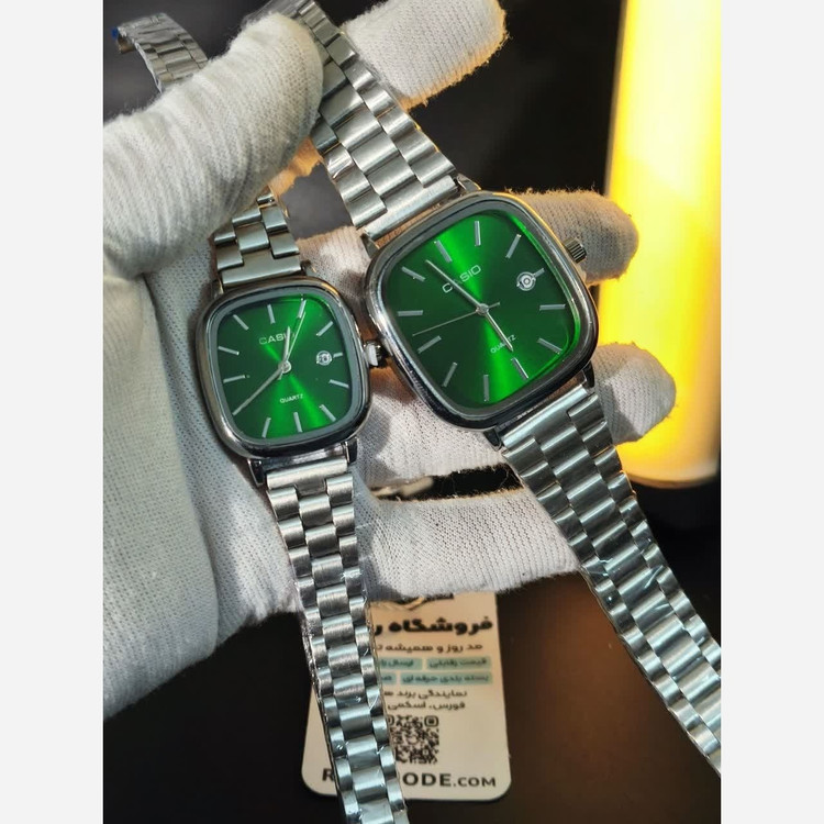 ست ساعت مچی زنانه و مردانه کاسیو اولدمانی CASIO صفحه سبز ژاپنی