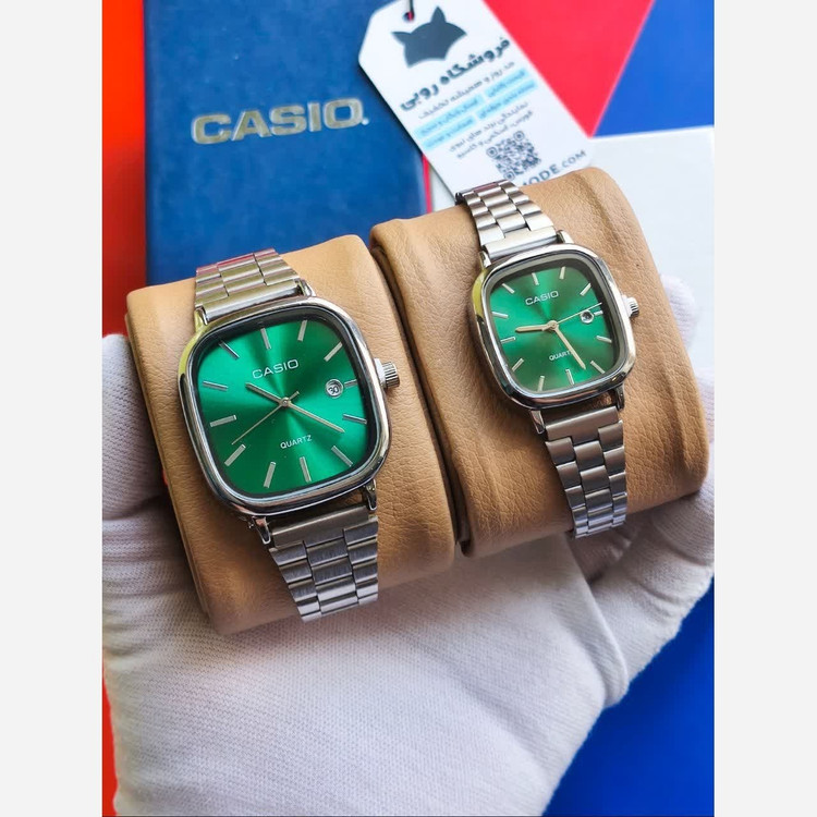 ست ساعت مچی زنانه و مردانه کاسیو اولدمانی CASIO صفحه سبز ژاپنی