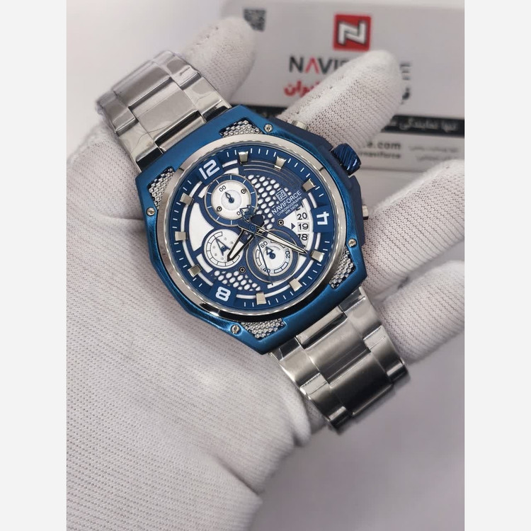 ساعت مچی مردانه کرنوگراف نیوی فورس NAVIFORCE مدل Nf8051 ژاپنی صفحه آبی