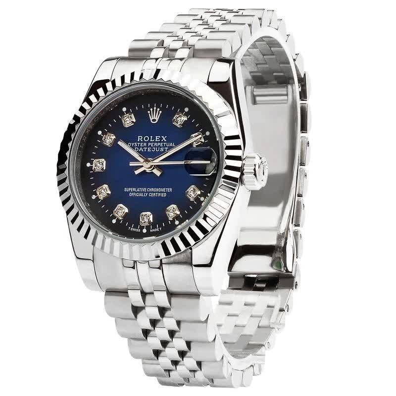 ست ساعت رولکس دیت جاست زنانه و مردانه ROLEX Date just نقره ای آبی