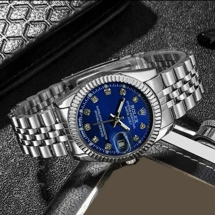 ست ساعت رولکس دیت جاست زنانه و مردانه ROLEX Date just نقره ای آبی