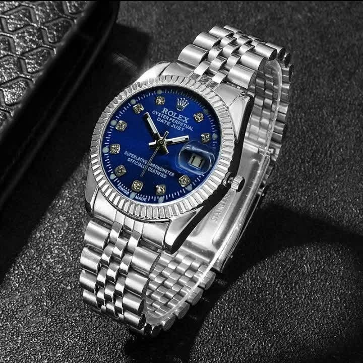ست ساعت رولکس دیت جاست زنانه و مردانه ROLEX Date just نقره ای آبی