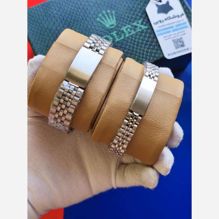 ست ساعت رولکس دیت جاست زنانه و مردانه ROLEX Date just نقره ای سفید