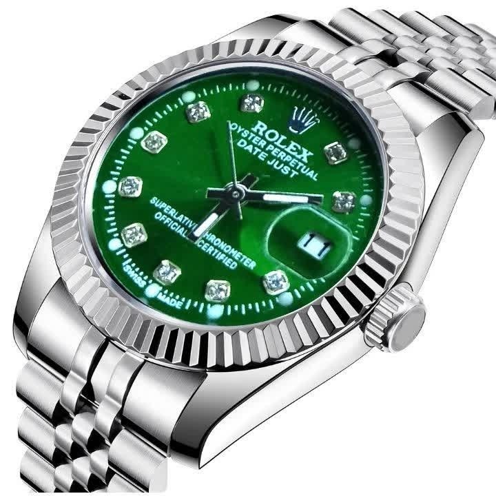 ست ساعت رولکس دیت جاست زنانه و مردانه ROLEX Date just نقره ای سبز
