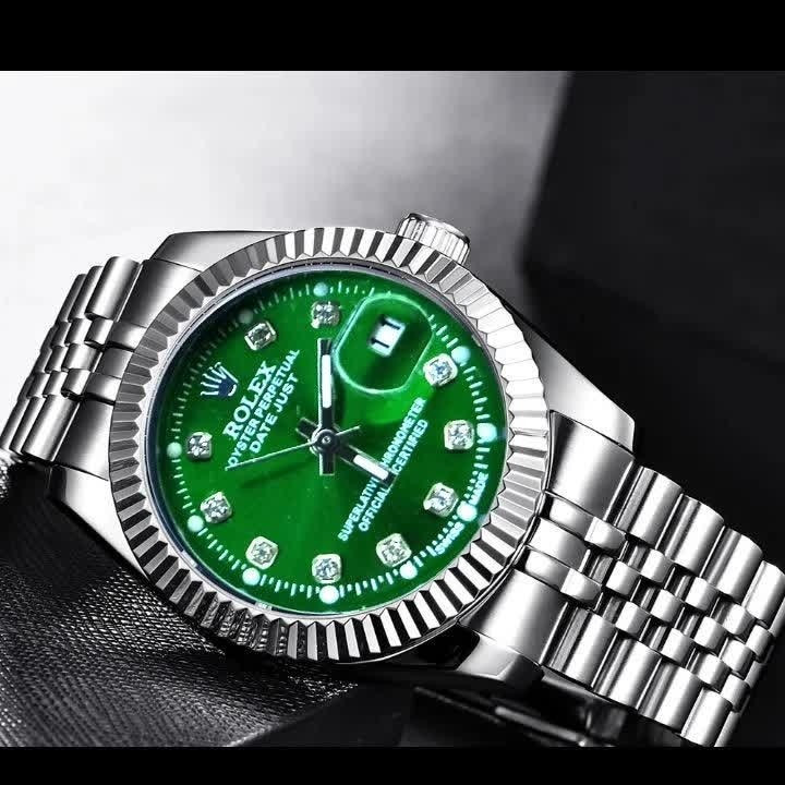 ست ساعت رولکس دیت جاست زنانه و مردانه ROLEX Date just نقره ای سبز