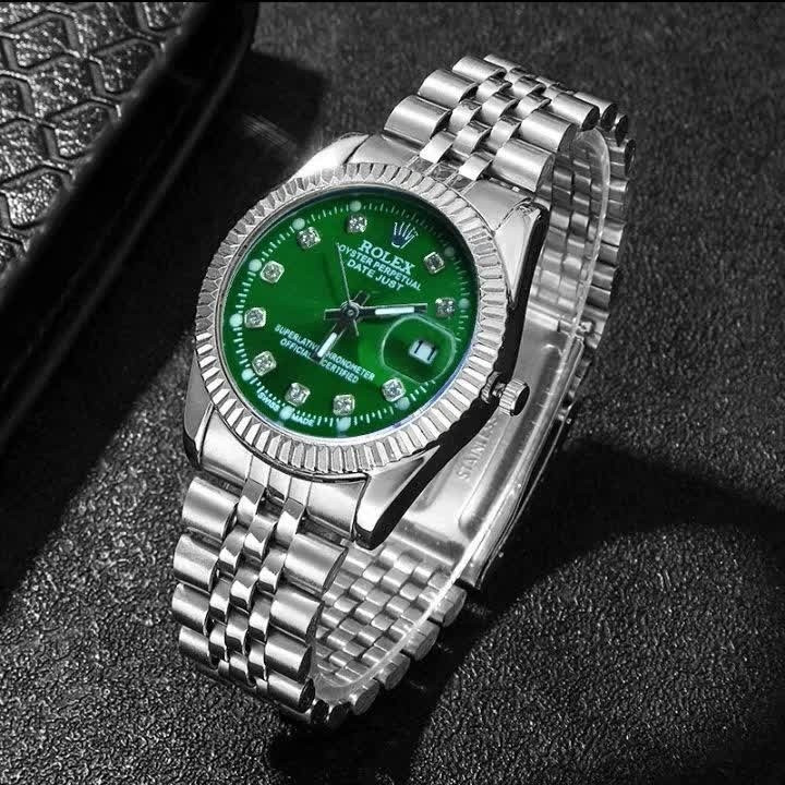ست ساعت رولکس دیت جاست زنانه و مردانه ROLEX Date just نقره ای سبز