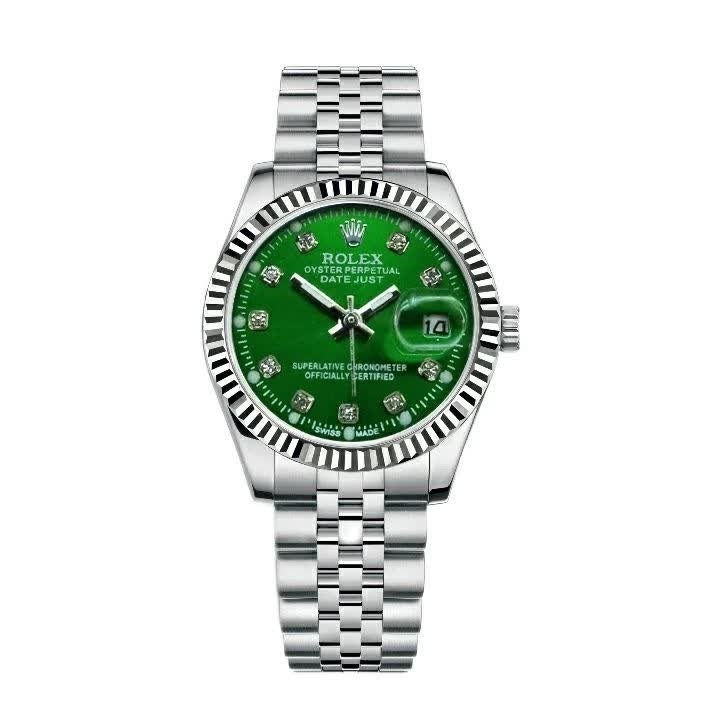 ست ساعت رولکس دیت جاست زنانه و مردانه ROLEX Date just نقره ای سبز