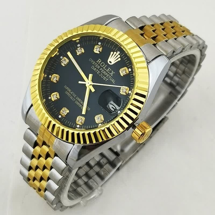 ست ساعت رولکس دیت جاست زنانه و مردانه ROLEX Date just رگه طلایی مشکی