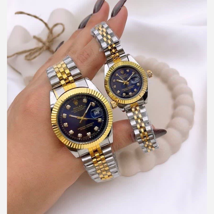 ست ساعت رولکس دیت جاست زنانه و مردانه ROLEX Date just رگه طلایی سرمه ای