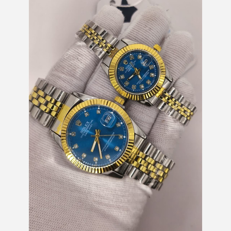 ست ساعت رولکس دیت جاست زنانه و مردانه ROLEX Date just رگه طلایی سرمه ای