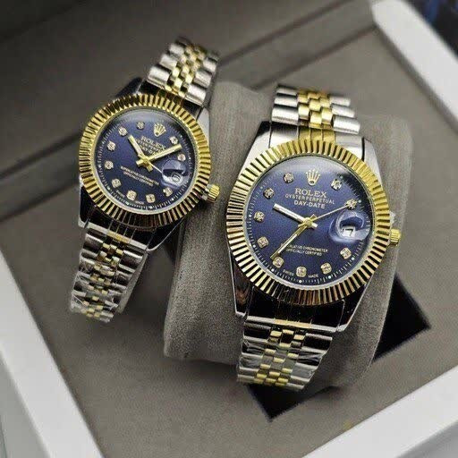 ست ساعت رولکس دیت جاست زنانه و مردانه ROLEX Date just رگه طلایی سرمه ای