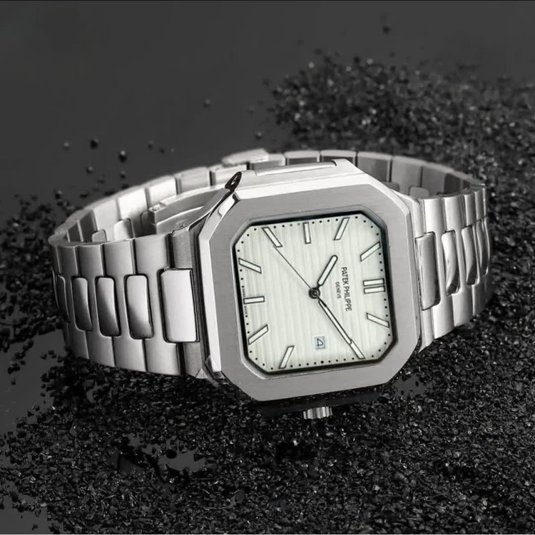 ساعت مچی مردانه پتک فیلیپ Patek Philippe ارجینال قفل مخفی صفحه طوسی