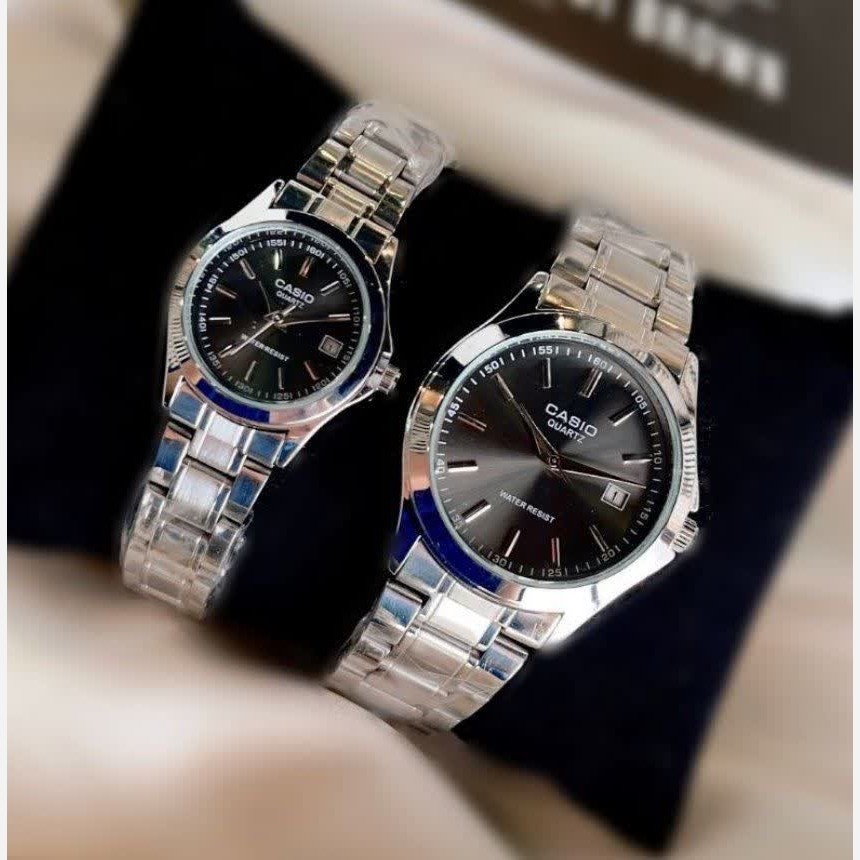 ست ساعت مچی زنانه و مردانه کاسیو CASIO موتور ژاپنی صفحه مشکی
