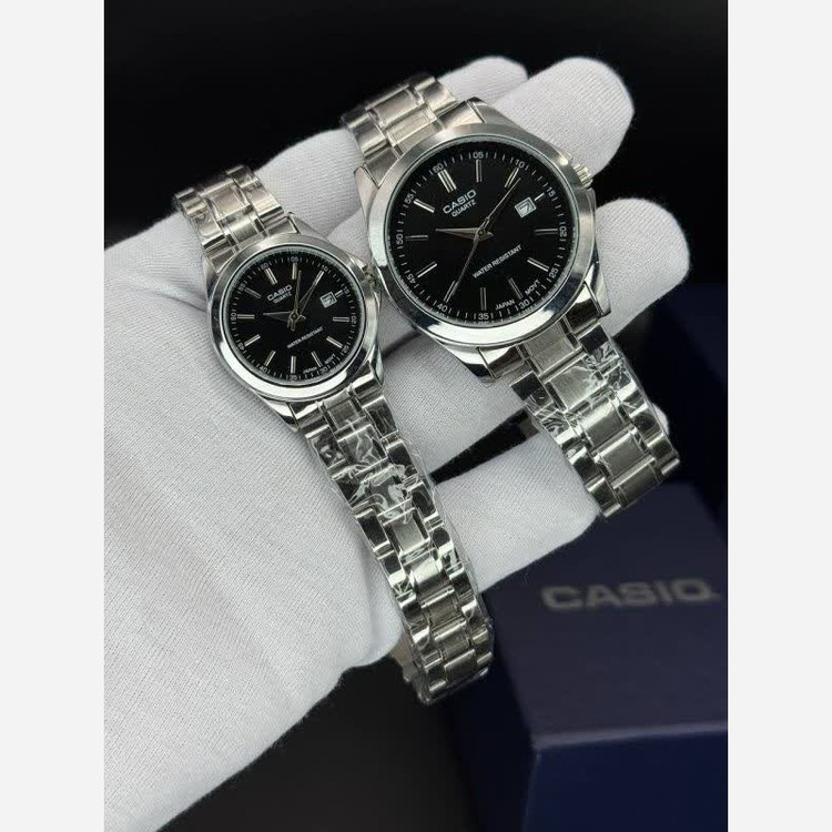 ست ساعت مچی زنانه و مردانه کاسیو CASIO موتور ژاپنی صفحه مشکی