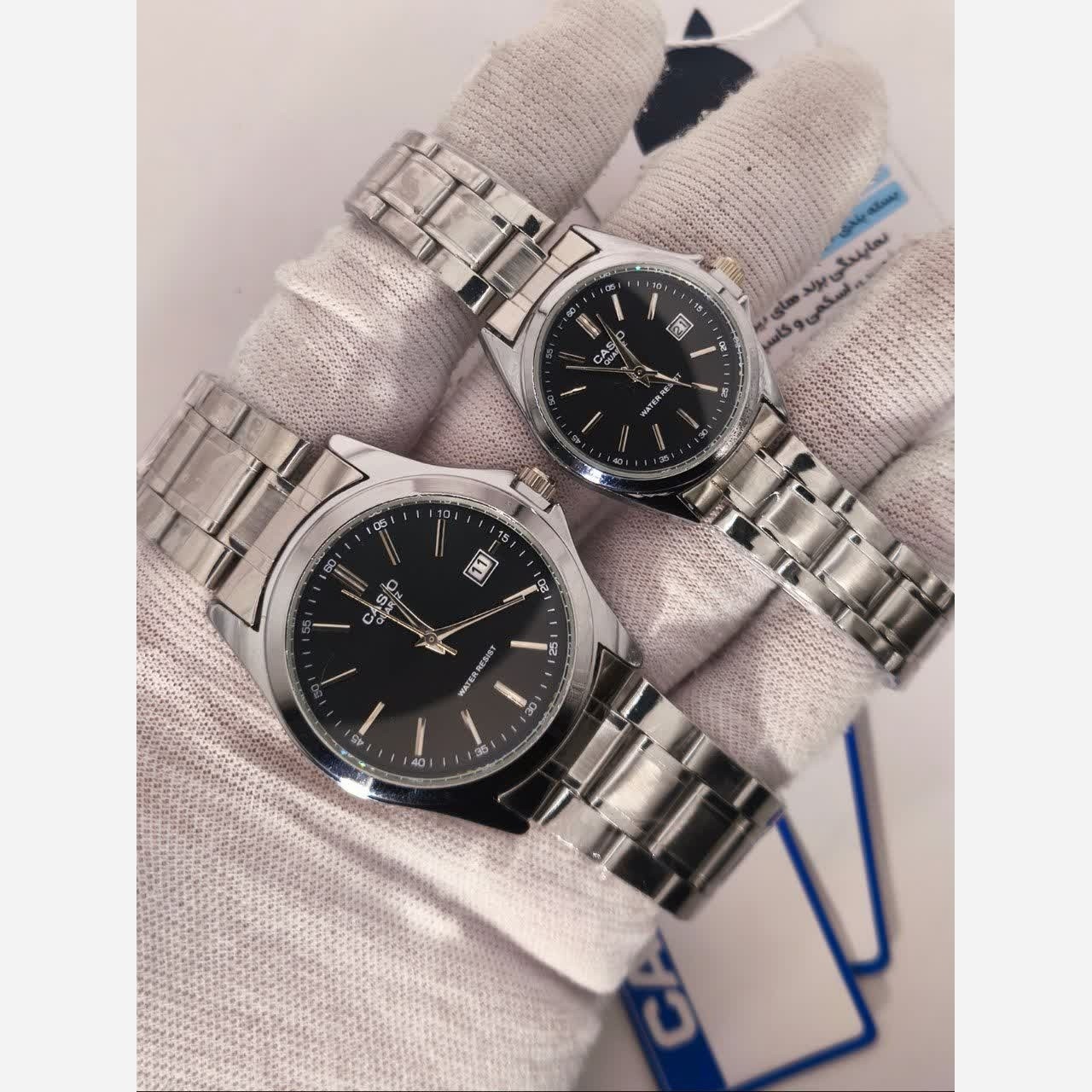 ست ساعت مچی زنانه و مردانه کاسیو CASIO موتور ژاپنی صفحه مشکی