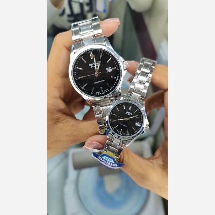 ست ساعت مچی زنانه و مردانه کاسیو CASIO موتور ژاپنی صفحه مشکی