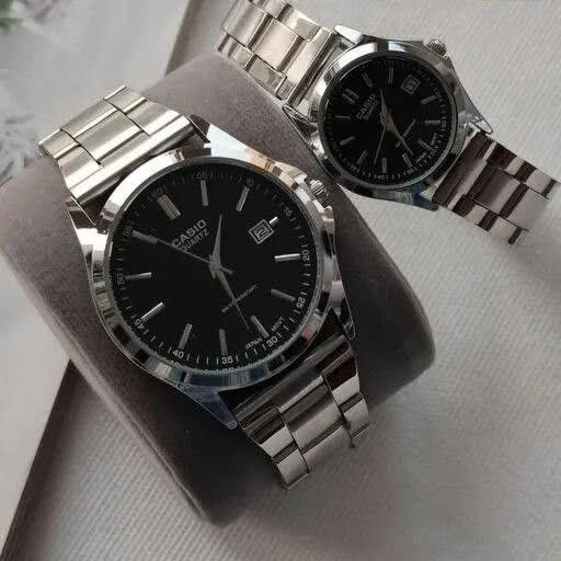 ست ساعت مچی زنانه و مردانه کاسیو CASIO موتور ژاپنی صفحه مشکی