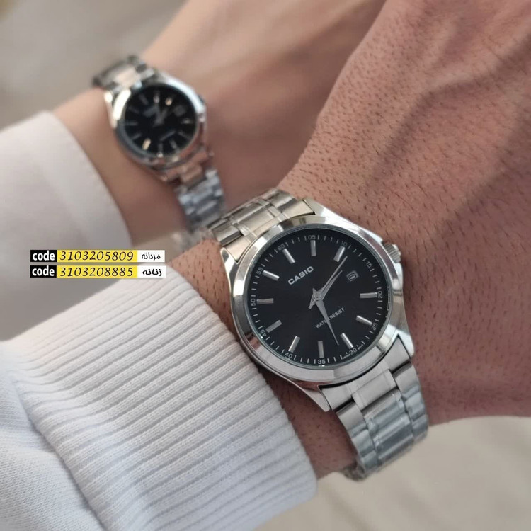 ست ساعت مچی زنانه و مردانه کاسیو CASIO موتور ژاپنی صفحه مشکی