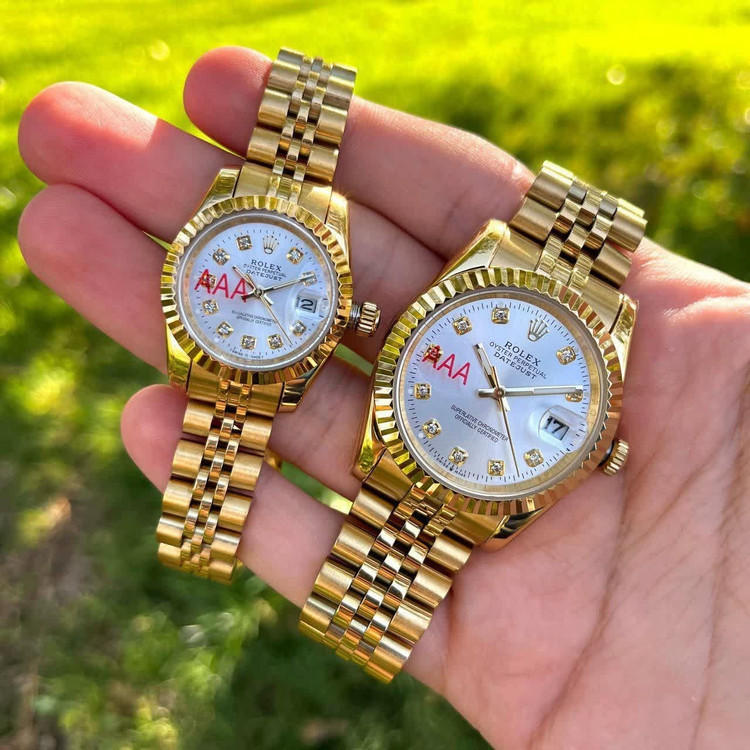 ست ساعت مچی زنانه و مردانه رولکس ROLEX موتور ژاپن بالاترین کیفیت طلایی
