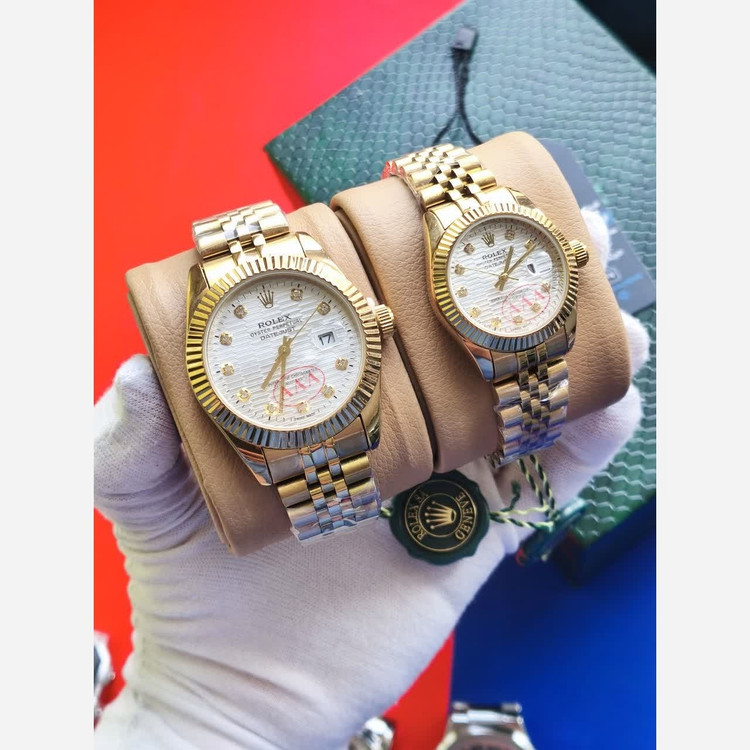 ست ساعت مچی زنانه و مردانه رولکس ROLEX موتور ژاپن بالاترین کیفیت طلایی