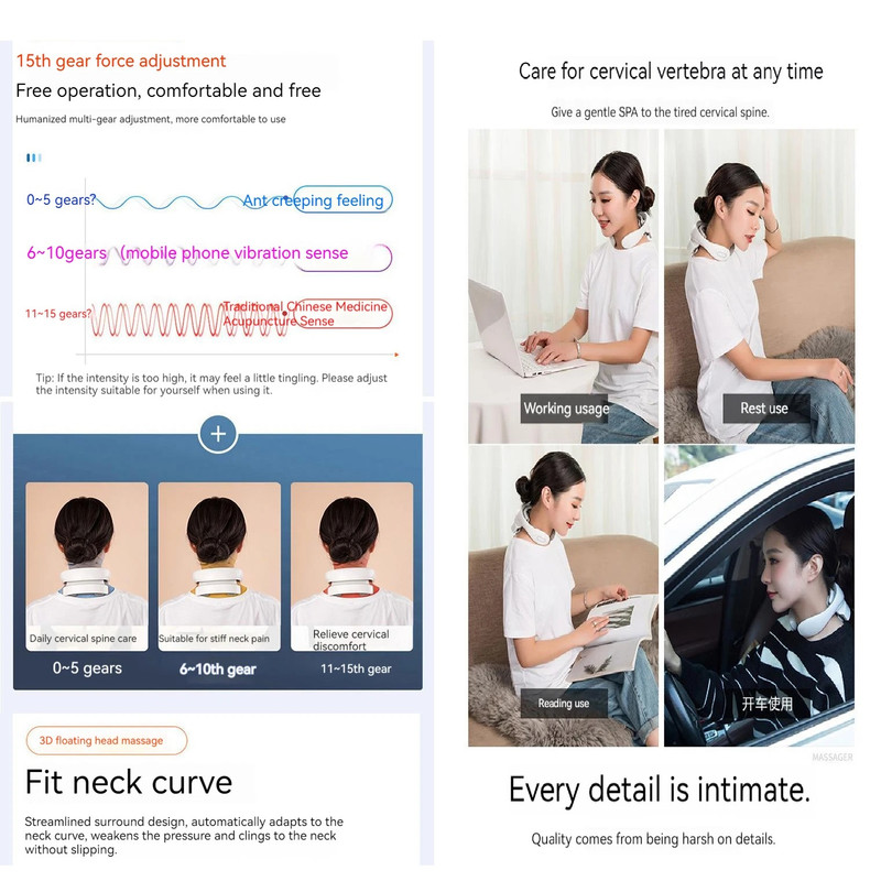 ماساژور گردن مدل Vibration ems heating 2024