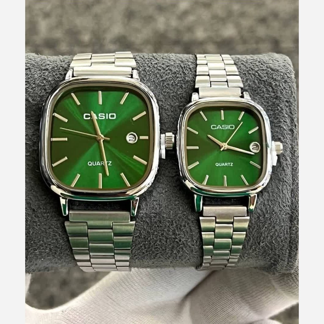 ست ساعت مچی زنانه و مردانه کاسیو اولدمانی CASIO صفحه سبز ژاپنی