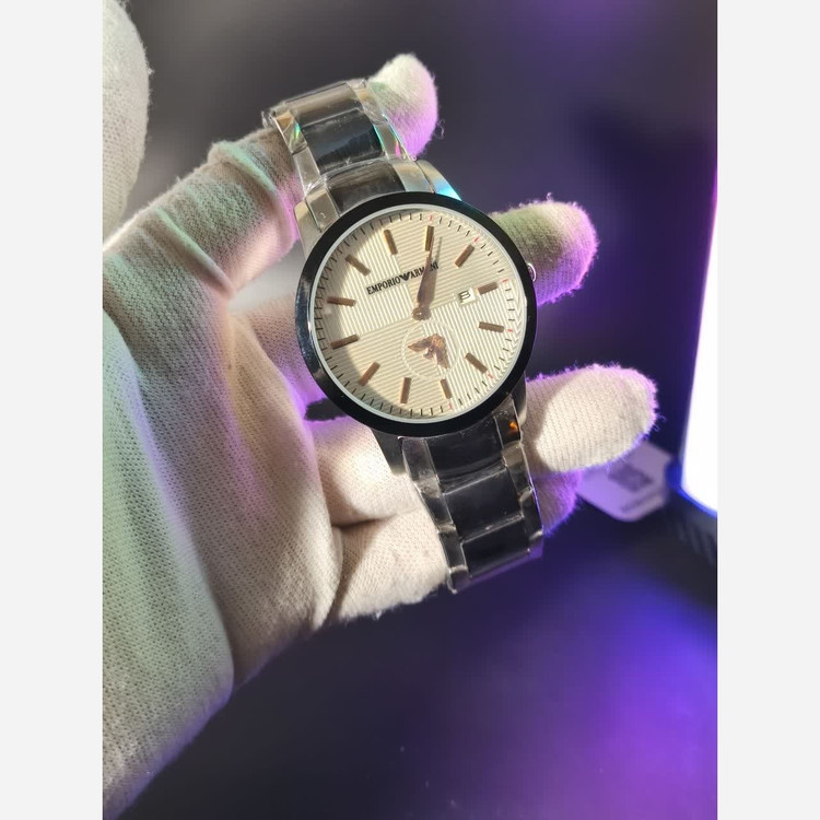ساعت مچی مردانه امپریو آرمانی زیر ثانیه فعال EMPORIO ARMANI لوگو طلایی