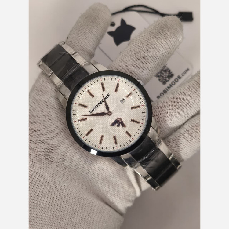 ساعت مچی مردانه امپریو آرمانی زیر ثانیه فعال EMPORIO ARMANI لوگو طلایی