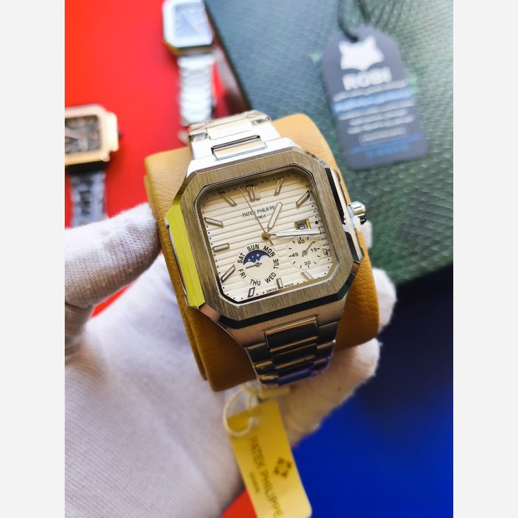 ساعت مچی مردانه پتک فیلیپ Patek Philippe ارجینال قفل مخفی نقره ای