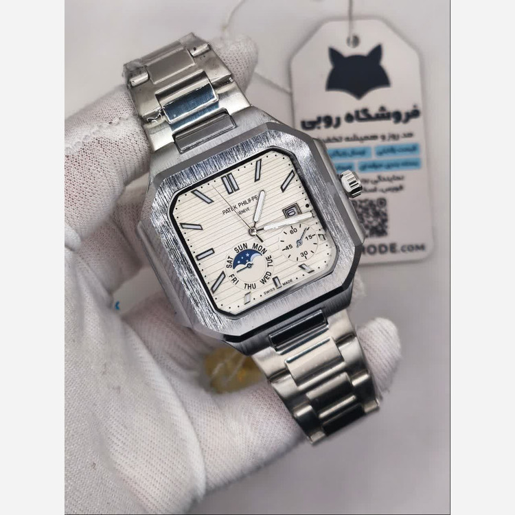 ساعت مچی مردانه پتک فیلیپ Patek Philippe ارجینال قفل مخفی نقره ای