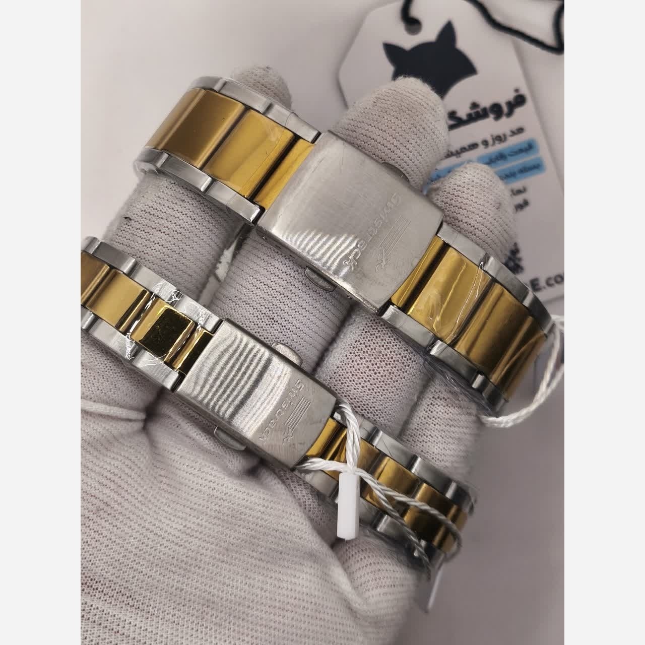 ست ساعت مچی زنانه و مردانه سویس تراک swistrack اصلی با جعبه موتور ژاپن - رگه طلایی