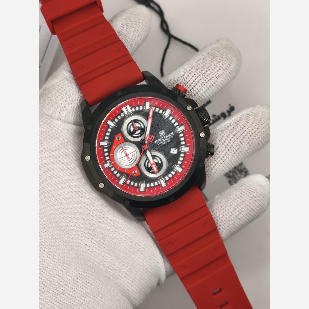 ساعت مچی کرنوگراف مردانه نیوی فورس NAVIFORCE مدل Nf8036 قرمز