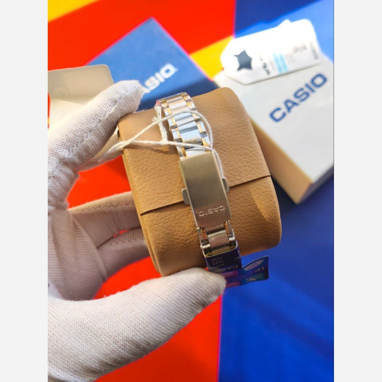ساعت مچی زنانه کاسیو CASIO موتور ژاپنی صفحه طلایی + جعبه