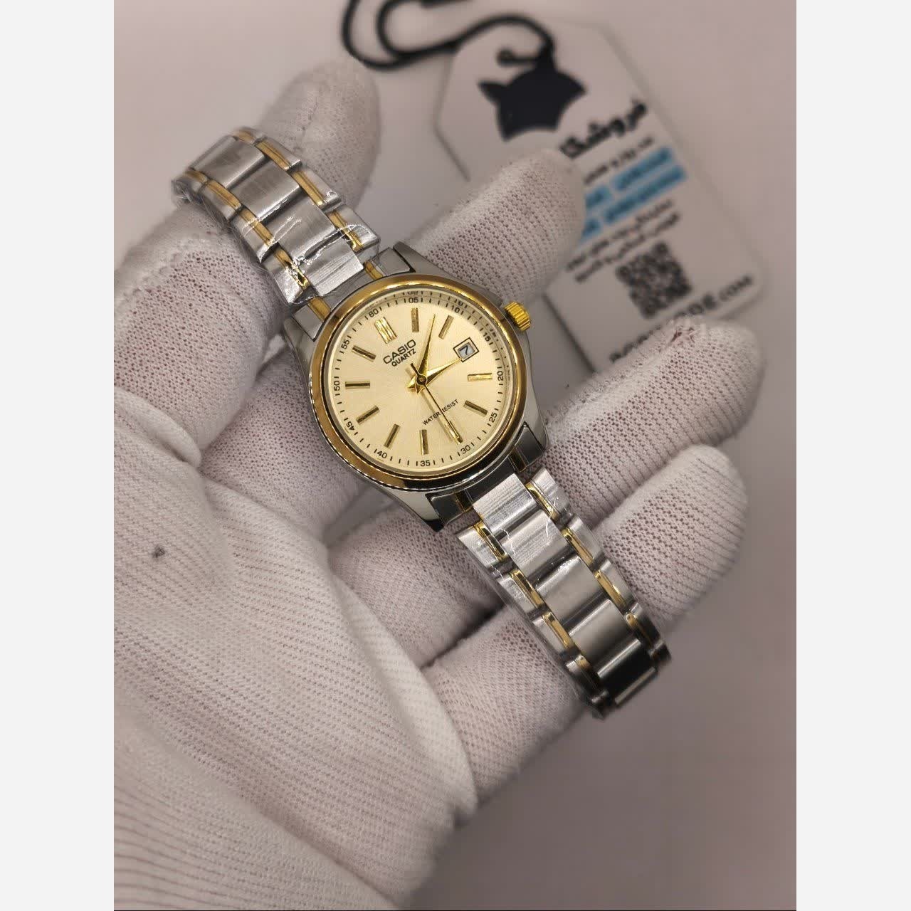 ساعت مچی زنانه کاسیو CASIO موتور ژاپنی صفحه طلایی + جعبه