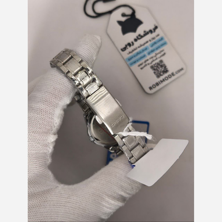 ساعت مچی زنانه کاسیو CASIO موتور ژاپنی بند نقره ای صفحه مشکی+ جعبه