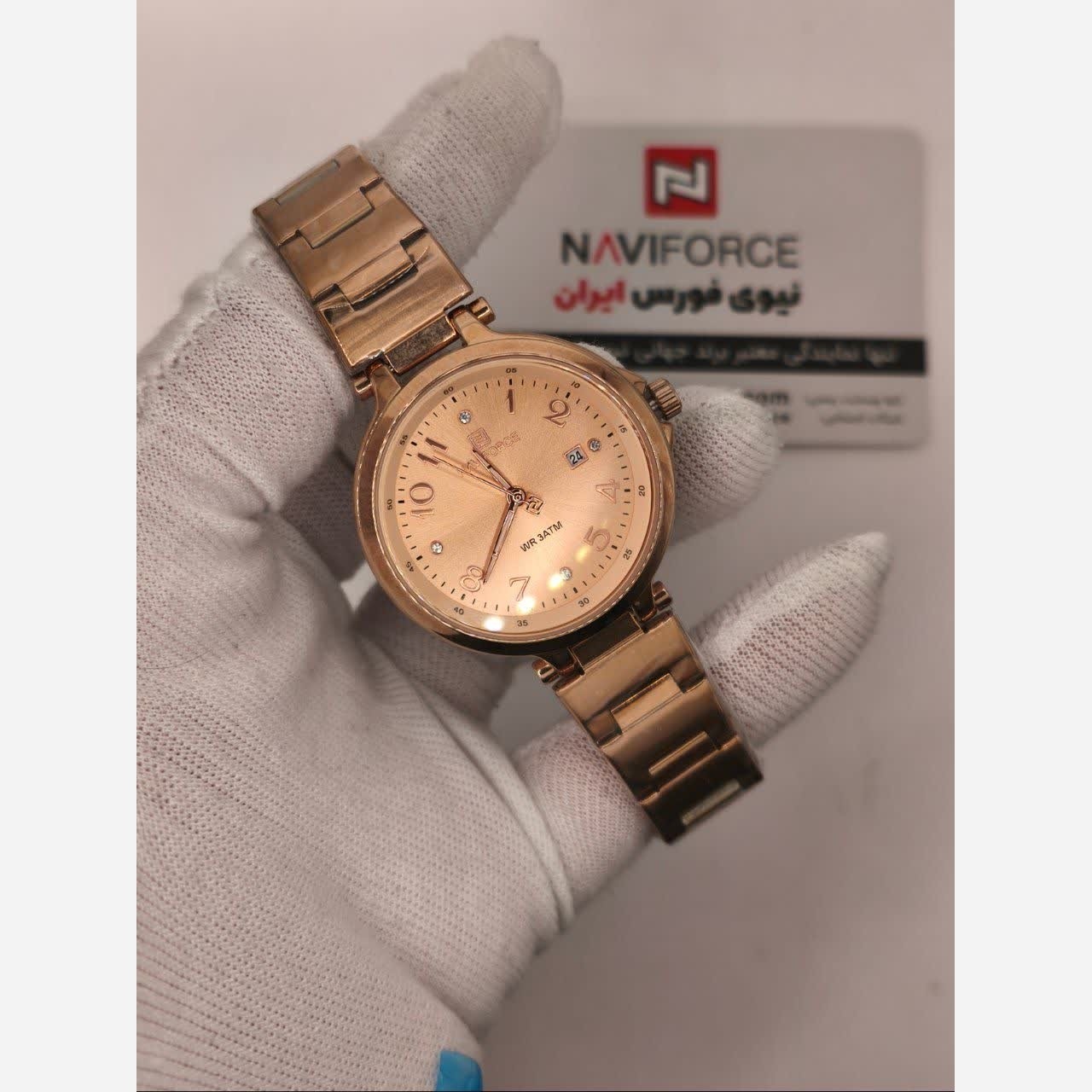 ساعت مچی عقربه ای زنانه نیوی فورس NAVIFORCE مدل Nf5033 رُزگُلد
