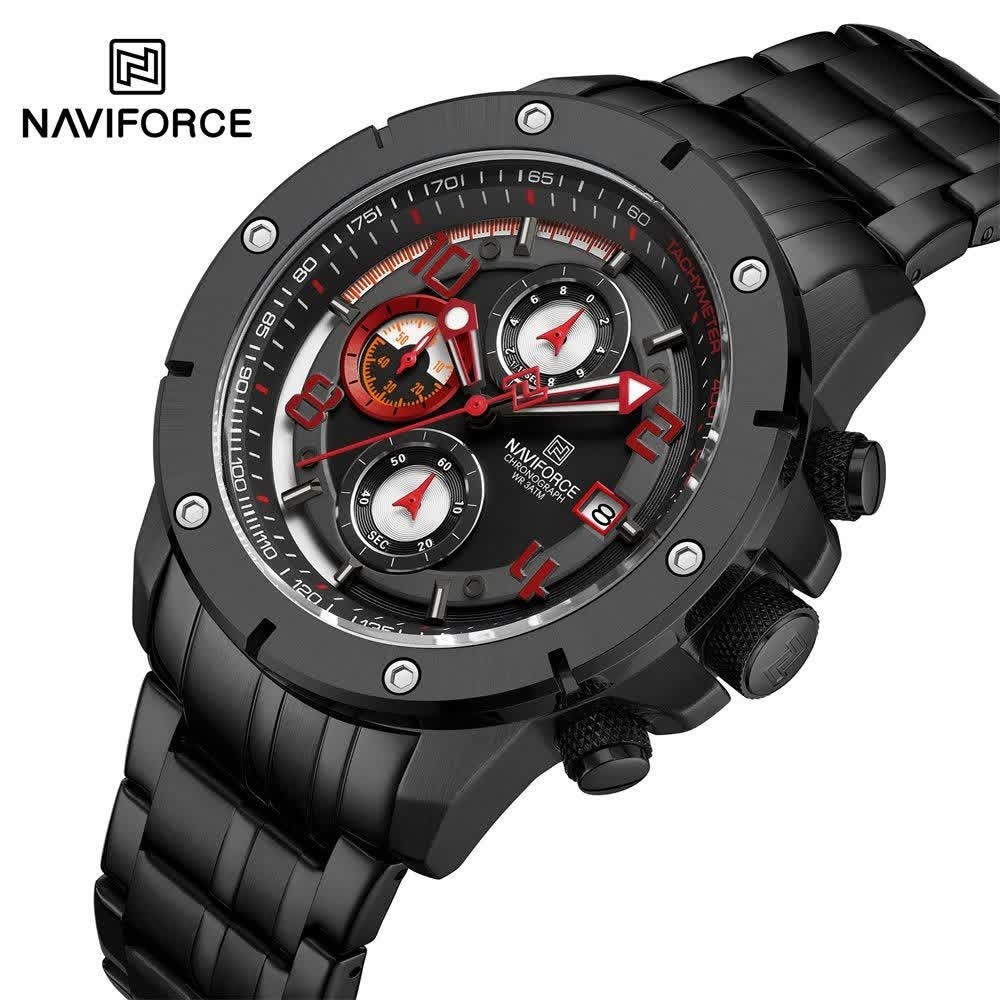 ساعت مچی کرنوگراف مردانه نیوی فورس NAVIFORCE مدل Nf8056 موتور ژاپنی مشکی