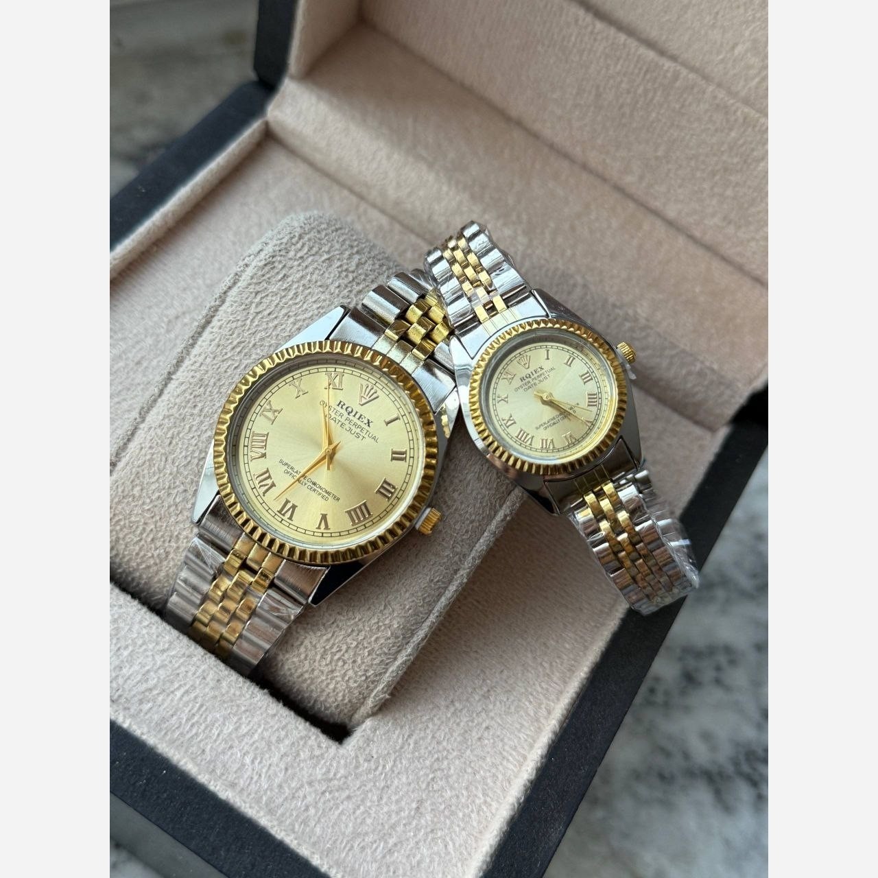 ست ساعت رولکس دیت جاست زنانه و مردانه ROLEX Date just کیفیت عالی صفحه طلایی