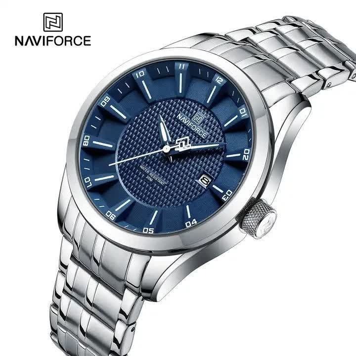 ساعت مچی مردانه نیوی فورس NAVIFORCE مدل NF8032 صفحه آبی + فول