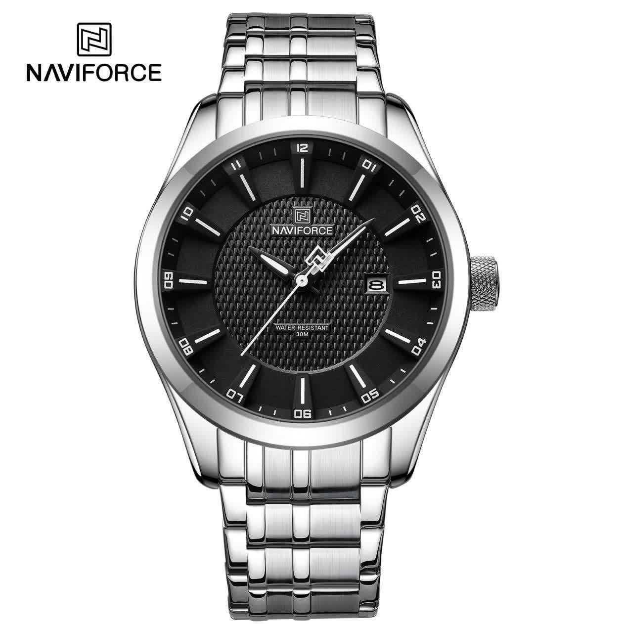 ساعت مچی مردانه نیوی فورس NAVIFORCE مدل NF8032 صفحه مشکی + فول