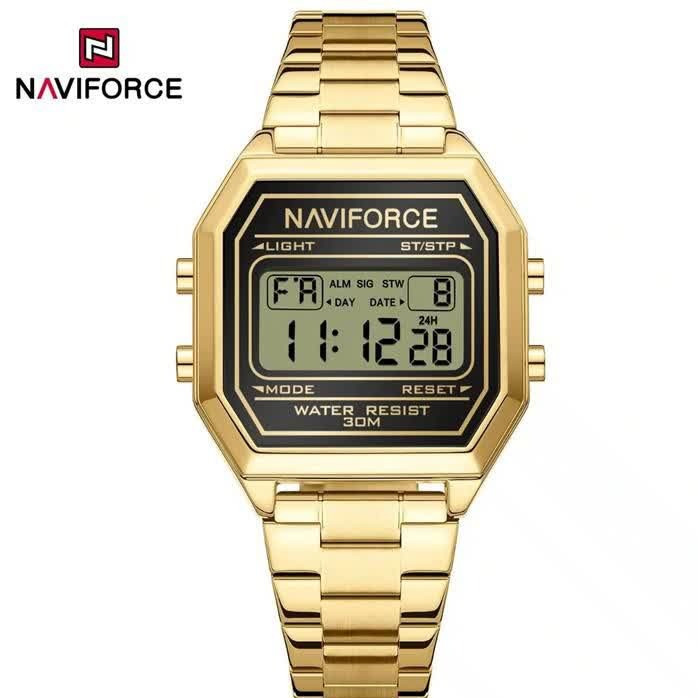 ساعت مچی دیجیتال مردانه نیوی فورس NAVIFORCE مدل NF5063 طلایی + فول