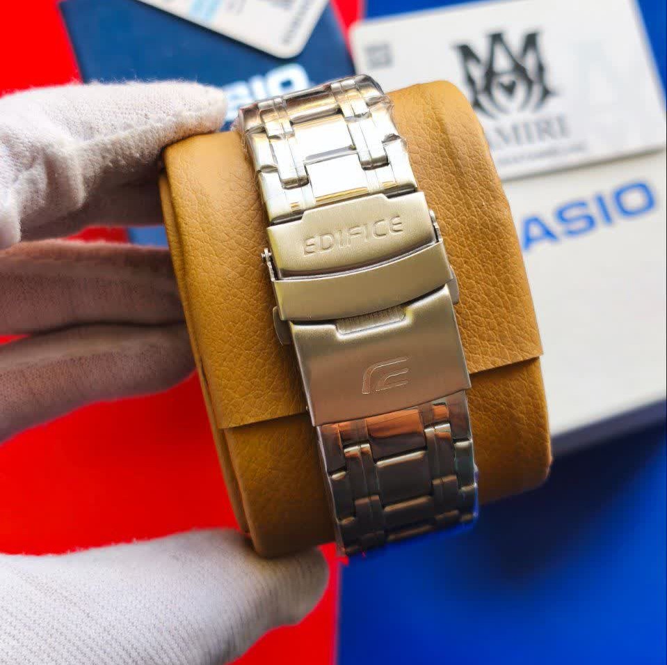 ساعت مچی سه موتوره مردانه کاسیو ادیفایس CASIO EDIFICE صفحه طوسی موتور ژاپن