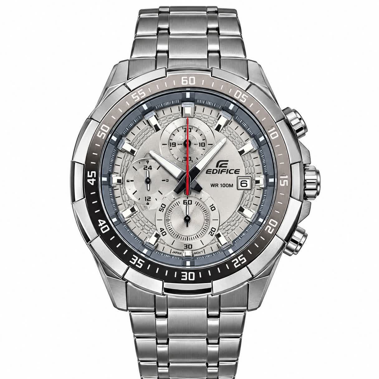 ساعت مچی سه موتوره مردانه کاسیو ادیفایس CASIO EDIFICE صفحه طوسی موتور ژاپن