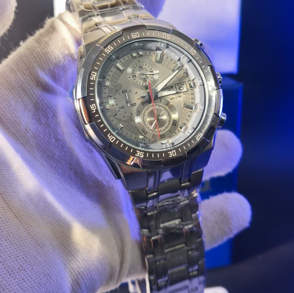 ساعت مچی سه موتوره مردانه کاسیو ادیفایس CASIO EDIFICE صفحه طوسی موتور ژاپن