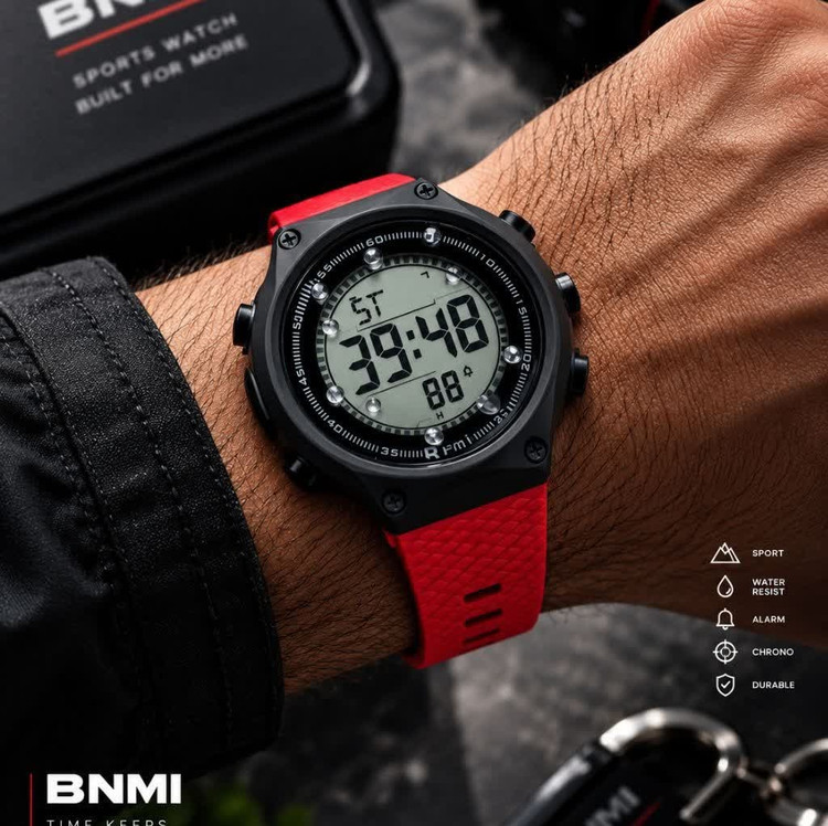 ساعت مچی دیجیتال مردانه بنمی BNMI ضد آب قرمز